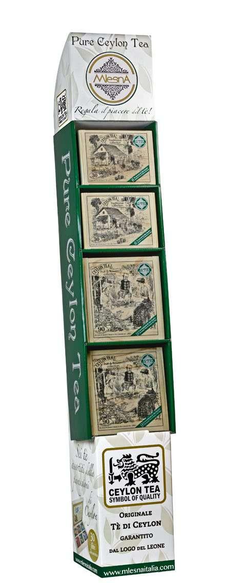ESPOSITORE COFANETTI Wood box Display ESPOSITORE COFANETTI IN LEGNO Espositore da terra con 16 cofanetti di tè Mlesna in filtro