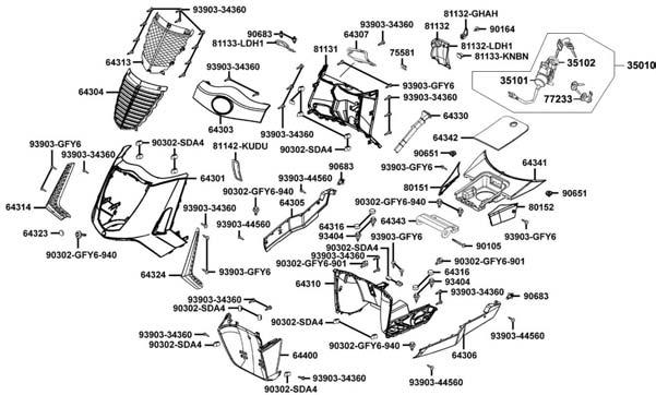 F05 PEOPLE S 50 F05-07-09 900-SDA-00 006570 INSERTO FILETTATO MM 9065-LCA5-E00 006 CLIP 9068-GAR-00 00505 CLIP FIANCHETTO ± 90-0600-06 00686