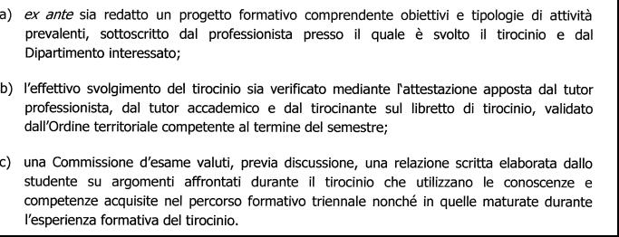 segue Inoltre, secondo la convenzione, affinché il tirocinio possa essere considerato ai fini