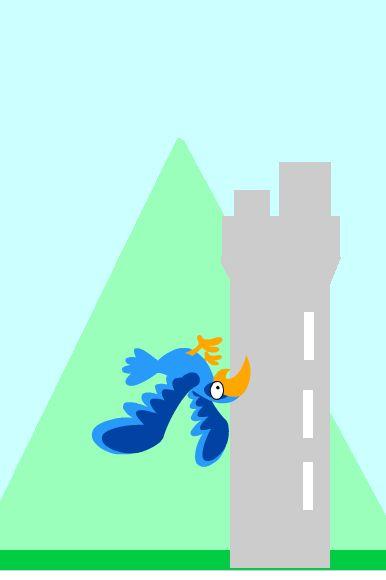 Flappy Parrot 2 Aiutiamo il pappagallo ad evitare gli ostacoli! Il pappagallo deve evitare gli ostacoli, come la torre o il terreno. Se li tocca si capovolge e il gioco termina.