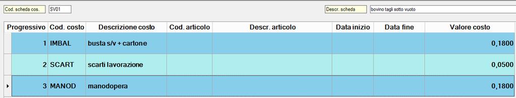 Pagina 3 di 7 Esempio di una scheda costi taglio bovino s\v Questi costi potranno essere poi visualizzati nei report che contemplano i costi, in particolare: nel fatturato (acquisti e vendite), nell