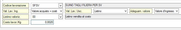 . 1 - Esempio di lavorazione e di valorizzazione della lavorazione con scheda costi