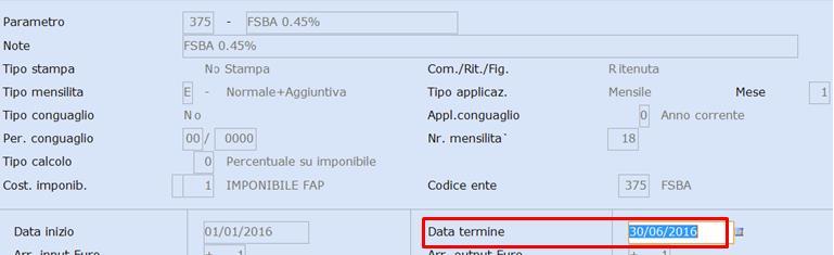 Parametro contributivo per il calcolo della contribuzione c/azienda 0.