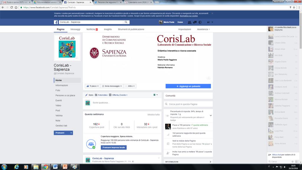 Il Corislab su Facebook https://www.facebook.