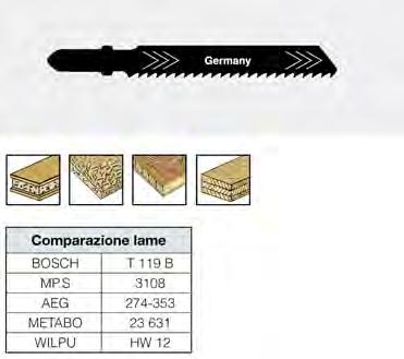 Impiego per: legno duro e dolce fino a 60mm, taglio ruvido, elevata prestazione di taglio, adatta per legno con