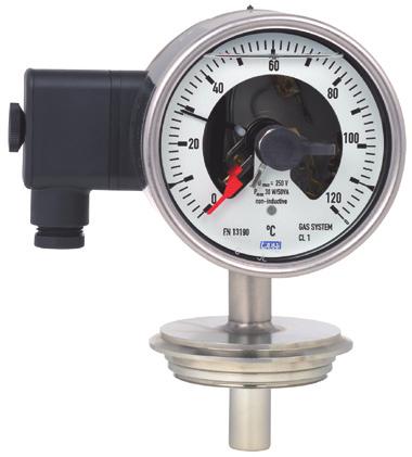 Misura di temperatura meccatronica Termometro a gas con contatti elettrici Per processi sterili Modello 74, versione in acciaio inox Scheda tecnica WIKA TV 27.