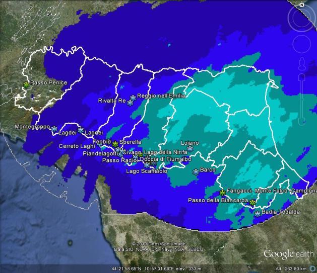 nivometriche della Regione Emilia-Romagna e dei campi di rilevamento del Corpo Forestale dello Stato per il Settore