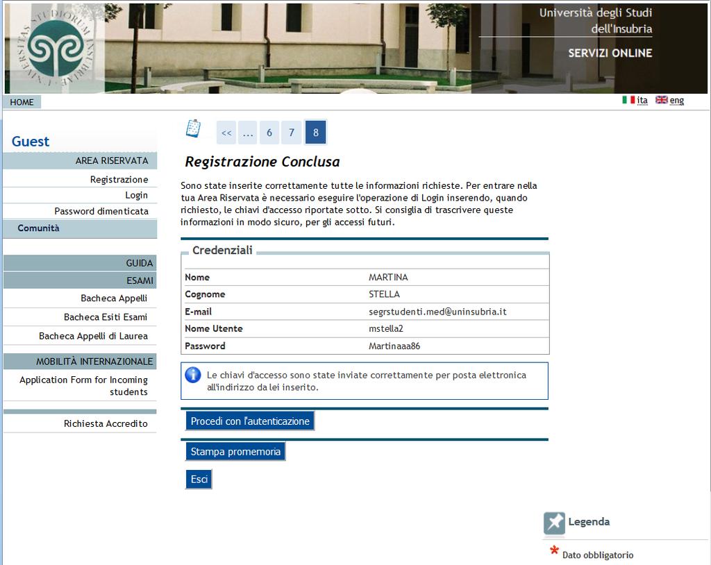 7 per continuare subito con l iscrizione cliccare su Procedi con l autenticazione.