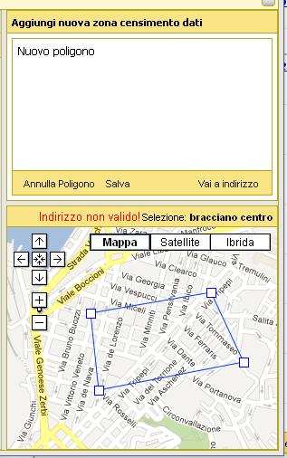 2.1.3.2 L utente che ha premuto Nuova Area deve disegnare la nuova Zona attraverso la costruzione del poligono sulla mappa.