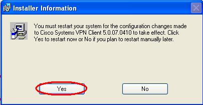 Dopo il riavvio del computer si deve installare il profilo di connessione.