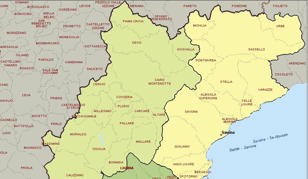 ANALISI SPAZIALE PER AGGREGATI DI COMUNI E COMUNI L analisi dei dati per comuni (e circoscrizioni per il comune di Savona) tiene conto della collocazione geografica dei comuni nell ambito dei