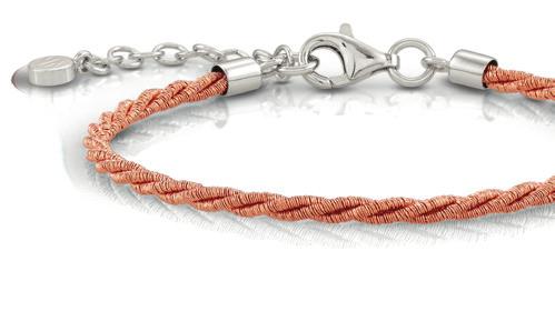 Sterling silver bracelets and rings with 18K rose gold plated finish (0,25 microns) and black rhodium