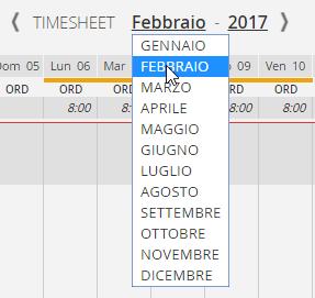 possibile andare su un altro mese tramite il tasto dedicato: Le giornate del mese selezionato sono