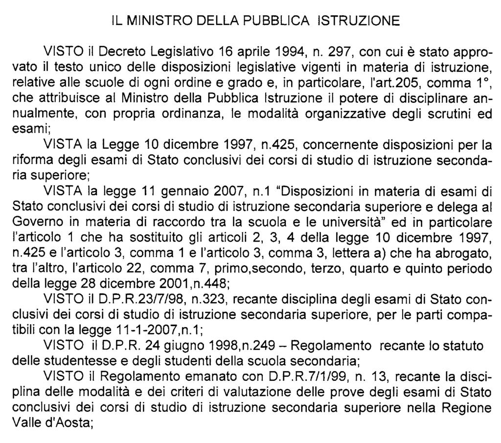 Ordinanza ministeriale 15 marzo 2007, n. 26 (prot.