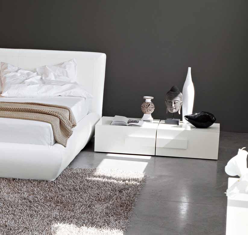 laccato bianco lucido LETTO GOODNIGHT eco-pelle bianco 2 GLAM SIDE bedside