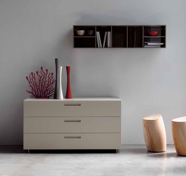 con apertura push-pull, profilo semi-brill e scocca in laccato corda lucido ALL NIGHT COMP. 7 Drawer unit consisting of two pieces placed side by side two drawers measuring W100.8 H44.