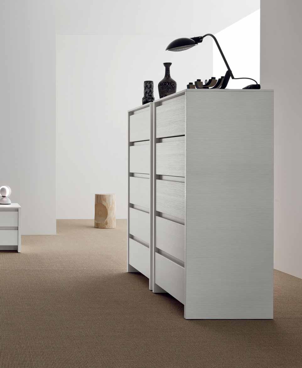 frassino bianco) 1 TREND white texture two-drawer bedside table 2 TREND white