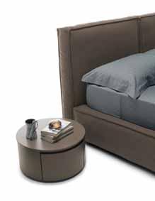 LETTO FLEX con rivestimento Acapulco 06 1 comodino GLAM SLIM con 1 cassetto frassino