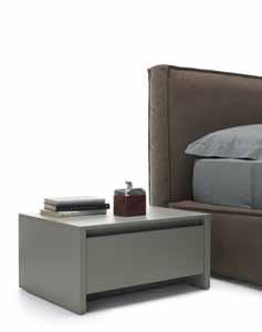 LETTO FLEX con rivestimento Acapulco 06 1 comodino ROLL con 1 cassetto laccato tortora