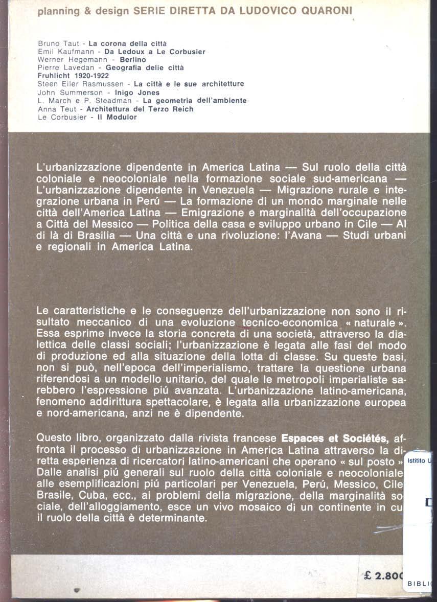 planning & design SERIE DIRETTA DA LUDOVICO QUARONI Bruno Tau\ La corona della clllà Emrl Kaufmann - Da Ledoux a Le Corbusier Werner Hegemann - Berlino Pierre Lavedan Geografia delle città Fruhllcht