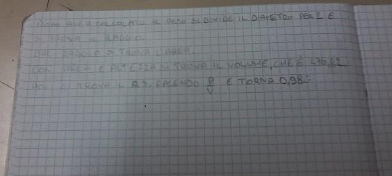 e il peso specifico torna 0,98 Oppure, sbagliando il calcolo, e il peso specifico torna
