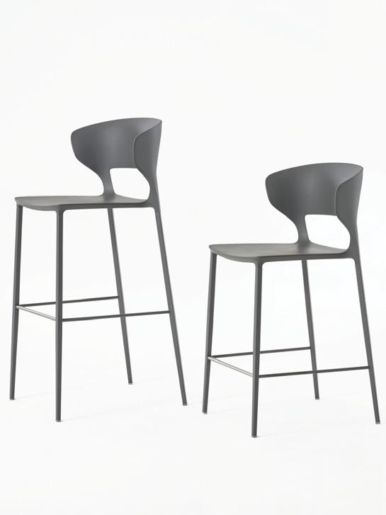 Koki stool design Pocci + Dondoli 2016 Sgabelli h64 e h80 con seduta realizzata in poliuretano integrale ignifugo verniciato in stampo e struttura interna in acciaio.