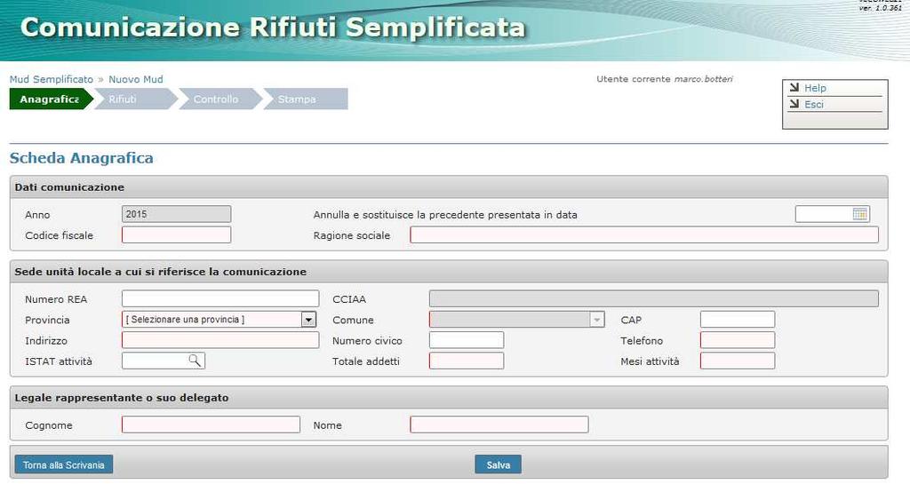 Contenuto informativo Il contenuto informativo della Comunicazione Rifiuti Speciali semplificata è assolutamente identico a quello della Comunicazione Rifiuti Speciali.