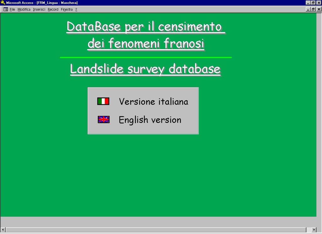 Dati Alfanumerici (schede) È stata creata una