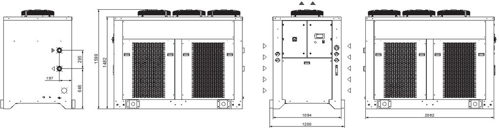 LCW LINEA REFRIGERAZIONE LCWB5-C4Grandezza 5 Refrigeratori di fluidi a temperature negative CAPACITÀ DI RAFFREDDAMENTO STRUTTURA In lamiera verniciata a forno con polveri esteri, colore RAL 7035