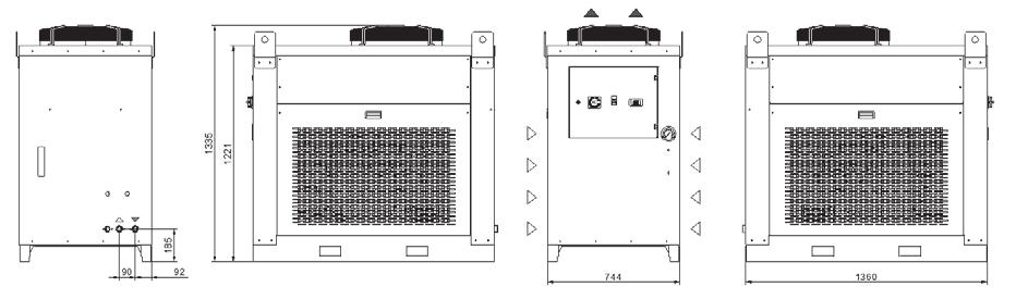 TCO LINEA REFRIGERAZIONE TCOA2 A9Grandezza 3 Refrigeratori industriali per olio CAPACITÀ DI RAFFREDDAMENTO STRUTTURA In lamiera verniciata a forno con polveri esteri, colore RAL 7035 bucciato.