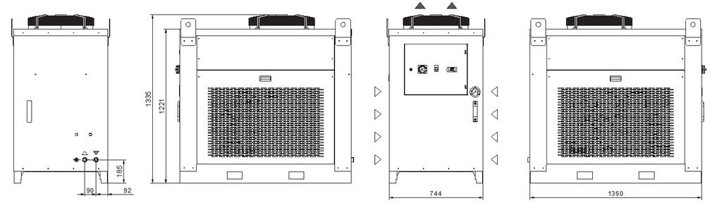 TCW LINEA REFRIGERAZIONE TCWA2 A9Grandezza 3 Refrigeratori industriali per acqua CAPACITÀ DI RAFFREDDAMENTO STRUTTURA In lamiera verniciata a forno con polveri esteri, colore RAL 7035 bucciato.