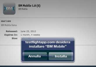 applicazione Tappate sull icona BM