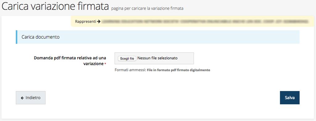 Figura 10 Dettaglio variazione validata 1.