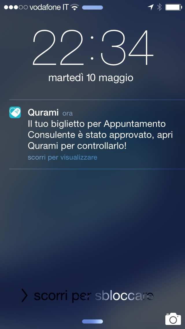 UNA VOLTA CONFERMATO DALL OPERATORE DI SEGRETERIA L APPUNTAMENTO ARRIVERA SUL DISPOSITIVO UNA