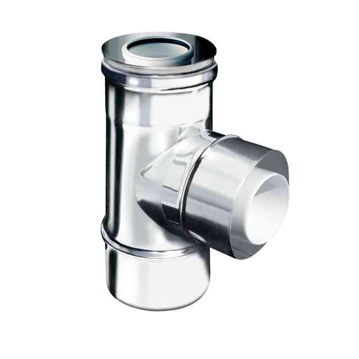 per ventilazione coassiale polipropilene (PPs) inox element concentric PPs Inox element for smokes DN60/100 tee concentric PPs Inox 90 DN60/100