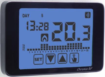 Cronotermostati digitali CHRONOS RF Cronotermostato settimanale touch screen a radiofrequenza che può essere abbinato agli attuatori remoti Vemer (vedi accessori).