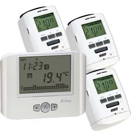 Cronotermostati digitali SET THERMOPRO M3 Set composto da un cronotermostato Mithos RF Bianco e da tre testine termostatiche ThermoPro RF.