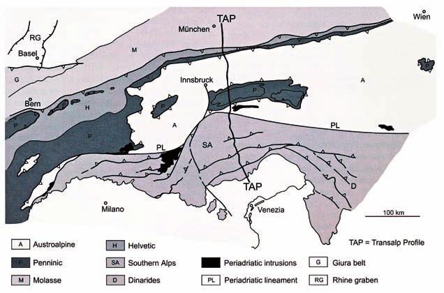 Nelle Alpi Meridionali invece l impilamento delle masse rocciose si è realizzato attraverso un fitto sistema di accavallamenti (o sovrascorrimenti) che ha dato origine ad una serie di rigide scaglie