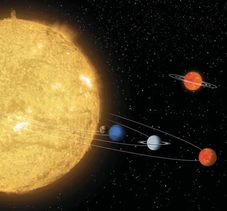 di misurarne il raggio e la densità Il sistema extrasolare della stella 55 Cancri con 5 pianeti (ricostruzione artistica) Sono ormai oltre quattrocento i pianeti osservati con diverse metodologie.