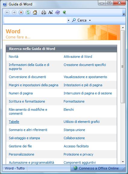 LA GUIDA IN LINEA L INTERFACCIA DI WORD Spostarsi all interno del documento Per cercare l argomento di interesse si può: