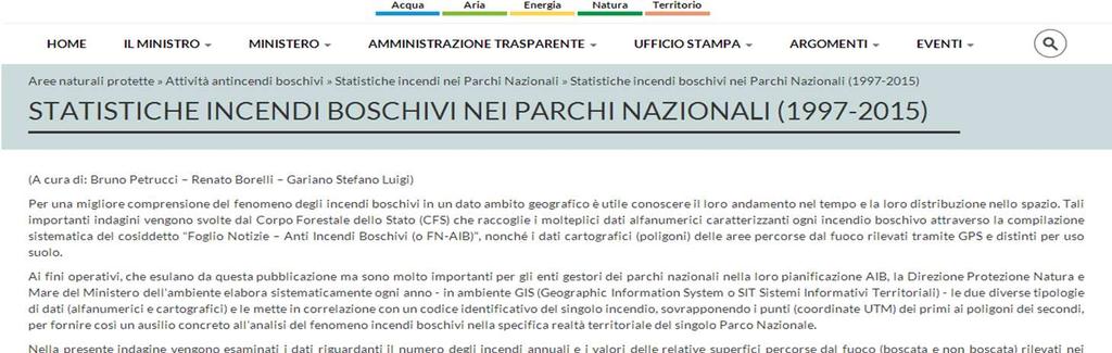 Statistiche Incendi nei P.N.