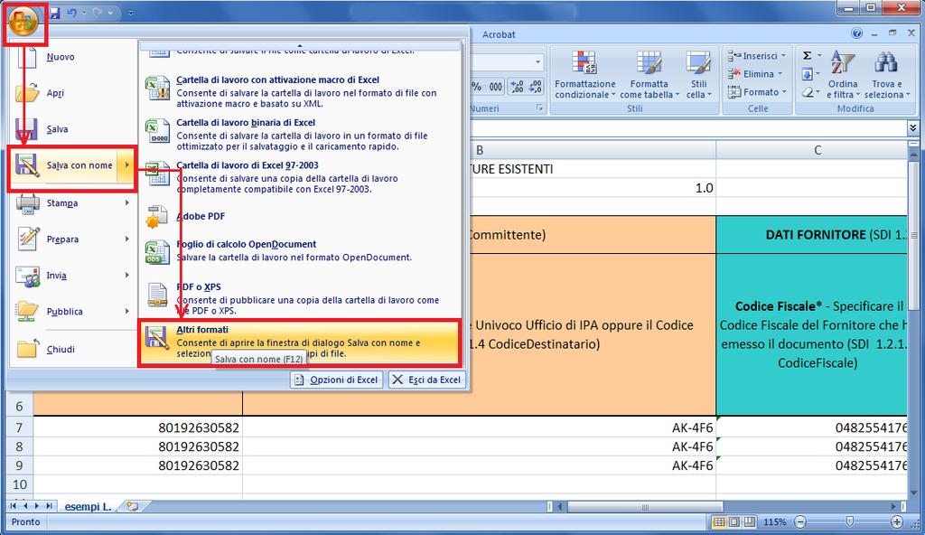 Figura 61 - Salvataggio dei modelli nel formato CSV (passo