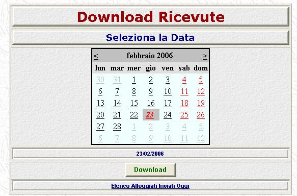 Fig.13: Pagina di Download dei File di Ricevuta in Formato pdf E possibile scaricare le ricevute solo per i giorni precedenti a quello odierno.