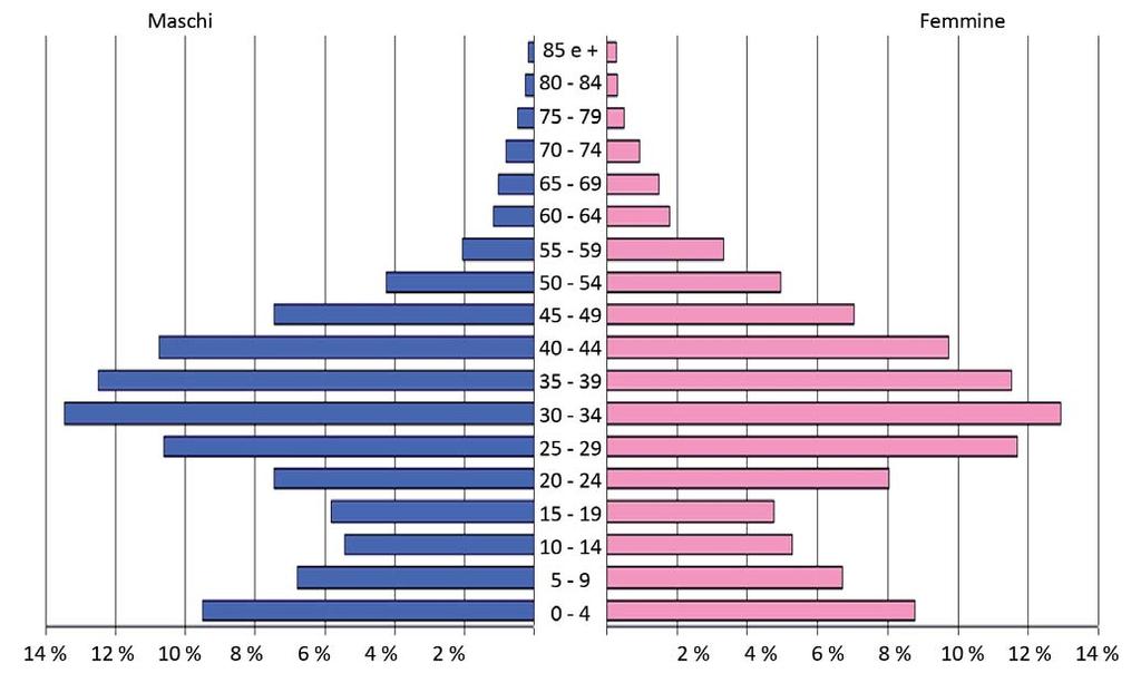 Grafico 3: Piramide delle età della