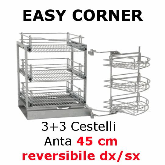 cromo su quattro piani - Kit composto da N. 1 telaio Art. 803MADX e N. 8 cestelli Art. 1803KITC 450,00 CEST. ANG. DINAMIC CORNER A/45 h1100/1460mm AP.