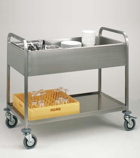 Carrello inox da sbarazzo per raccolta differenziata Struttura in tubo di acciaio inox AISI 304 18/10 sezione cm.