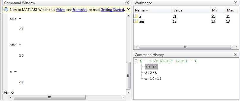 Variabili in MATLAB La variabili possono essere utilizzate per memorizzare i risultati delle operazioni in maniera permanente.