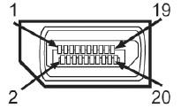 Connettore DisplayPort Numero pin Lato a 20 pin del cavo segnale collegato 1 ML0(p) 2 Massa 3 ML0(n) 4 ML1(p) 5 Massa 6 ML1(n) 7 ML2(p) 8 Massa 9