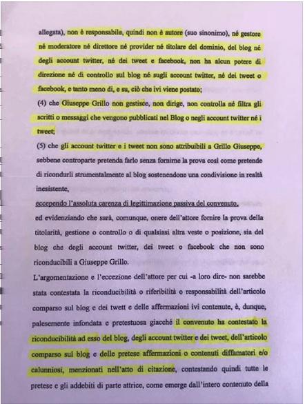 Non appena è esploso il caso, Ernesto Carbone deputato renziano del Pd ha pubblicato via Twitter uno stralcio del documento con cui Beppe Grillo, dopo fughe, strappi e polemiche interne aveva