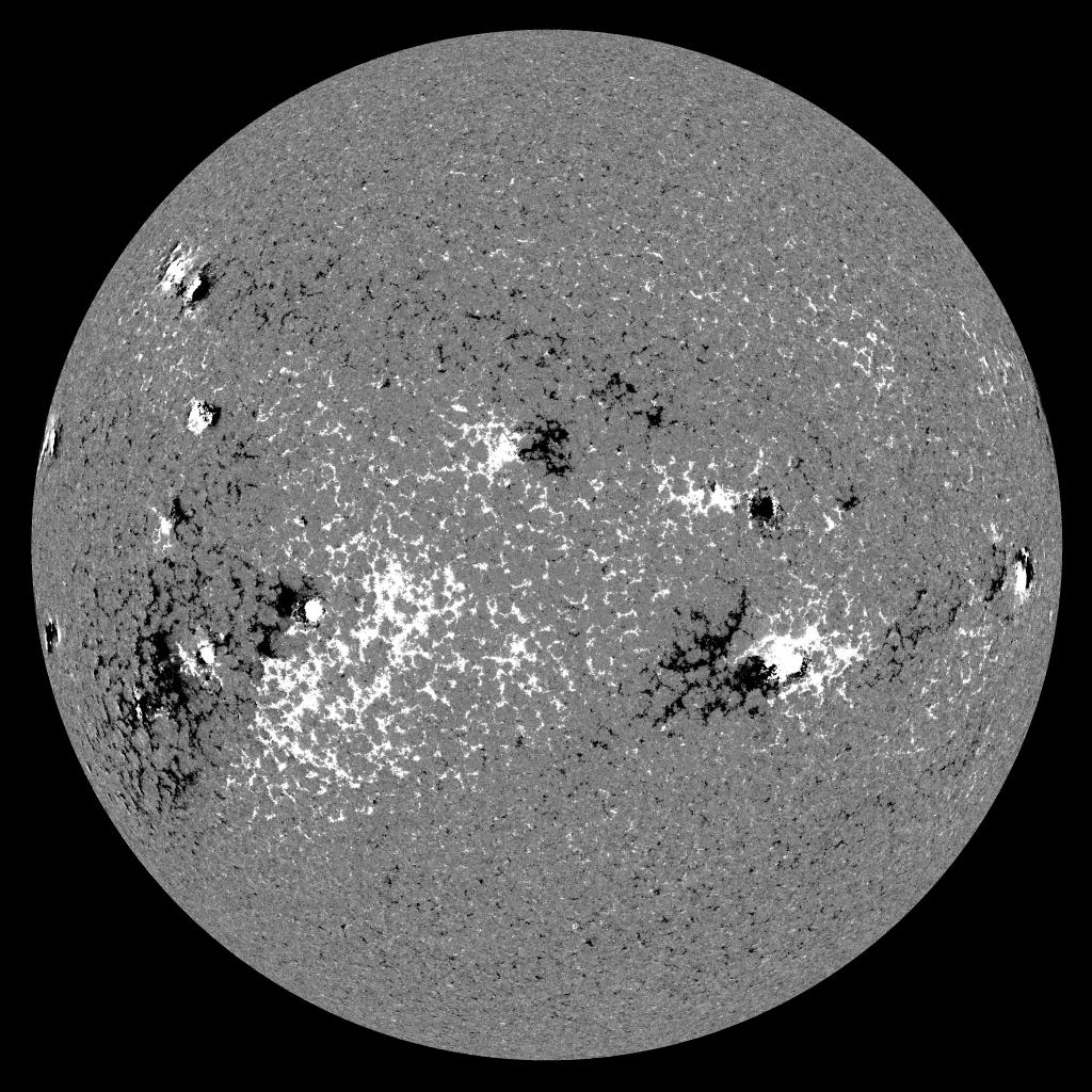 Magnetogrammi del Sole: mappe del campo magnetico. Le coppie di macchie hanno polarità opposta.